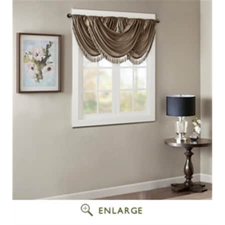 Madison Park 38 x 46 in. Elena Faux Silk Waterfall Embellished Valance, Bronze MP41-4955